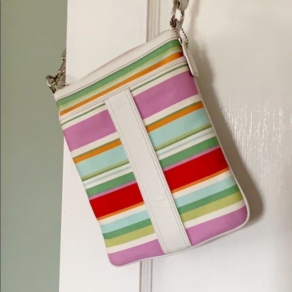 COACH Beach Stripe Swingpack Crossbody - Picture 1 of 16
